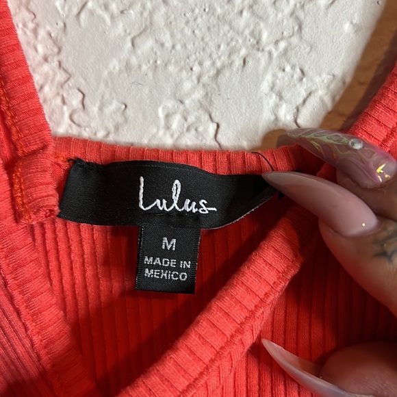 Lulus Just My Type Ribbed Asymmetrical midi dress, size medium. - Picture 3 of 9